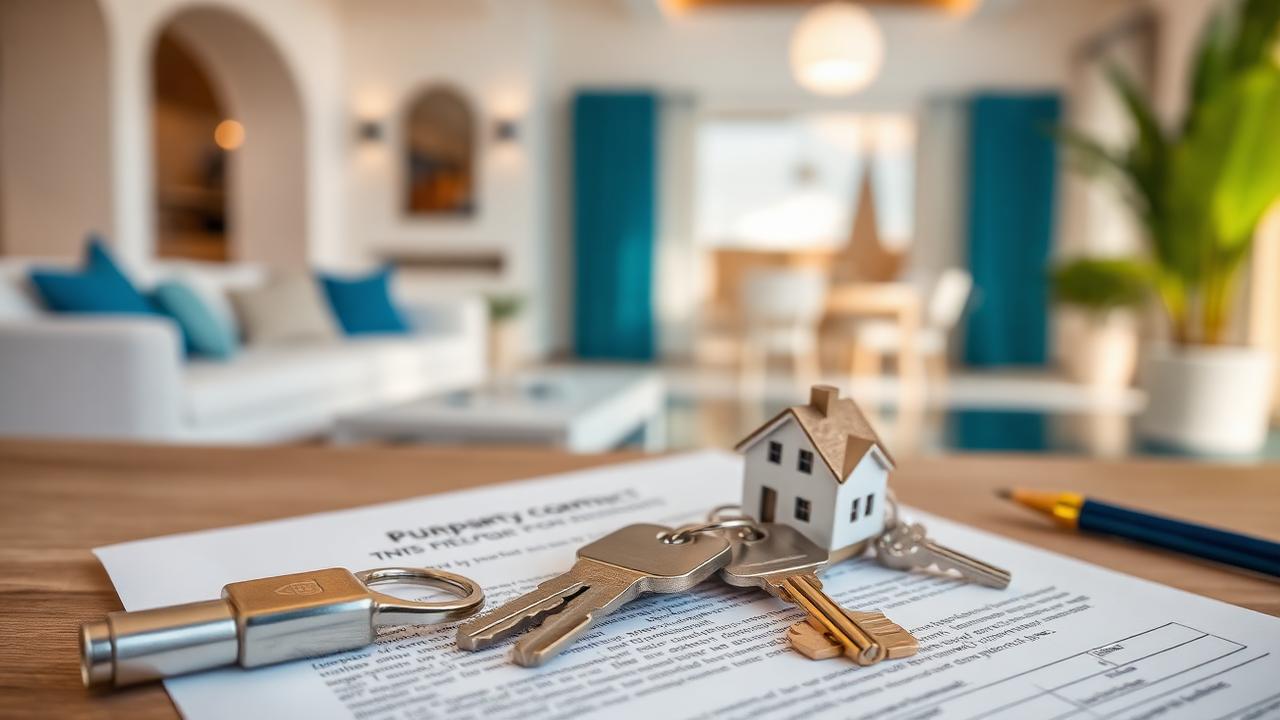 Llaves sobre un contrato de compraventa de vivienda